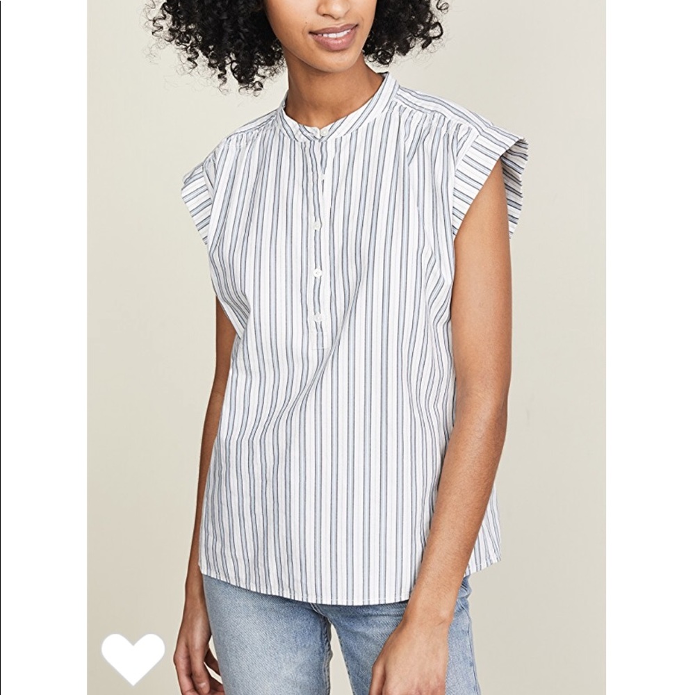 NEW • Joie • Jaquita Short Sleeve Blouse Stripe - Picture 2 of 6
